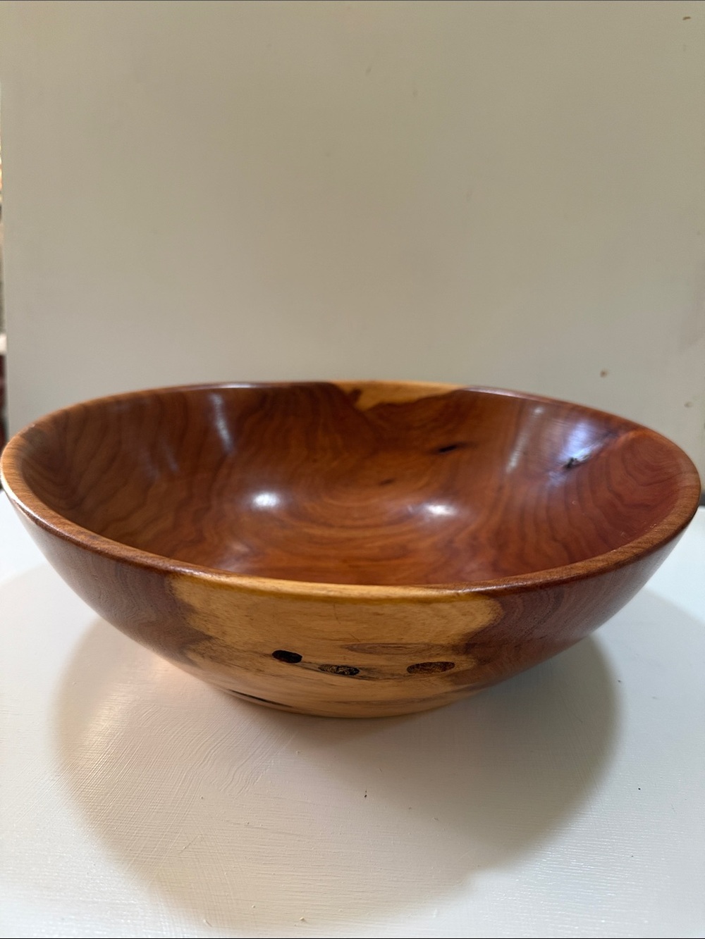 Hand-Finished Blackwood Wooden Serving Bowl in Warm Brown 12” diameter 4” deep